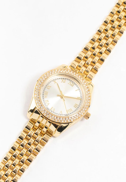 Gold Watch with Diamante Outer Band