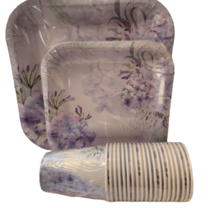 Paper Plate Set of 20 (Purple, White & Green)